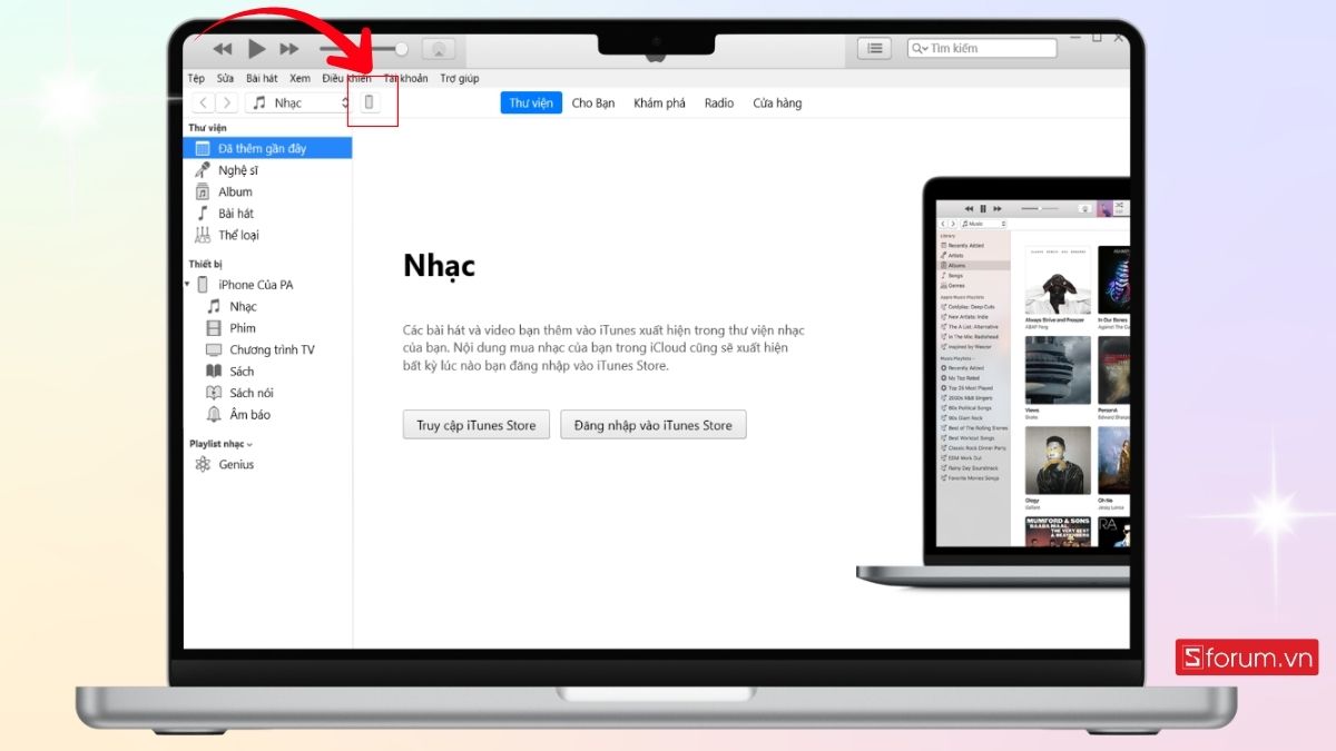 Nhấn chọn thiết bị iPhone của bạn