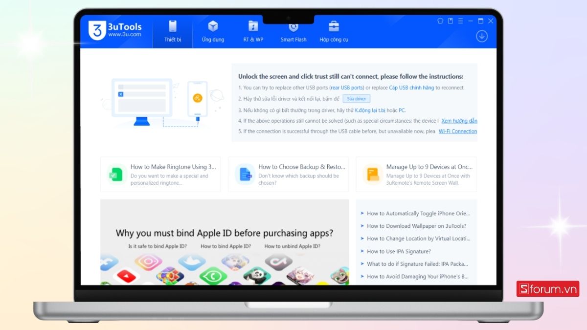 Cài đặt 3uTools trên máy tính Windows