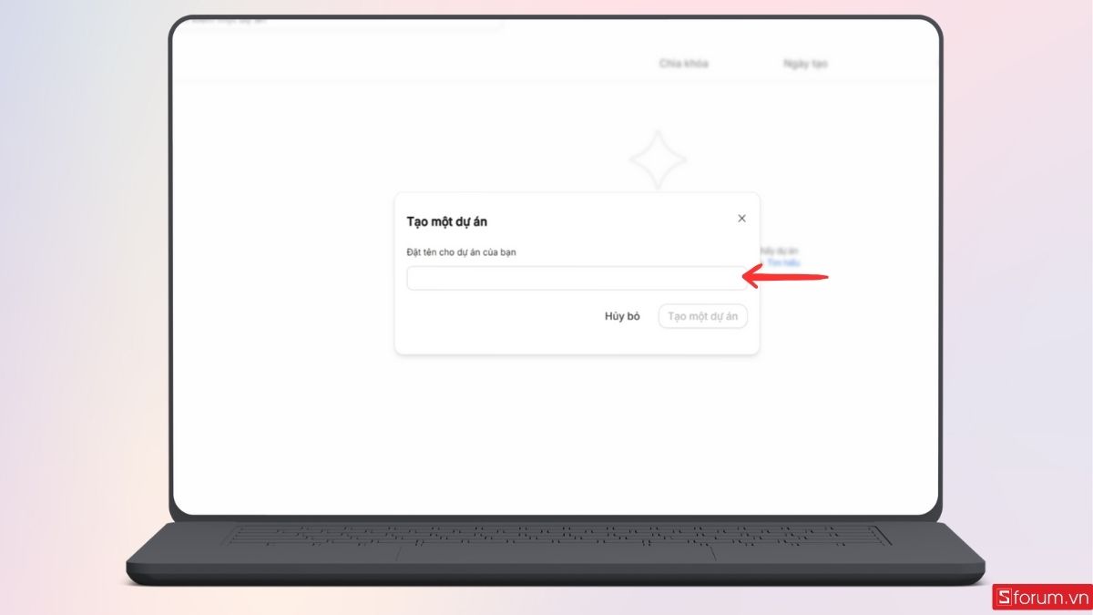 Đặt tên cho dự án cần tạo