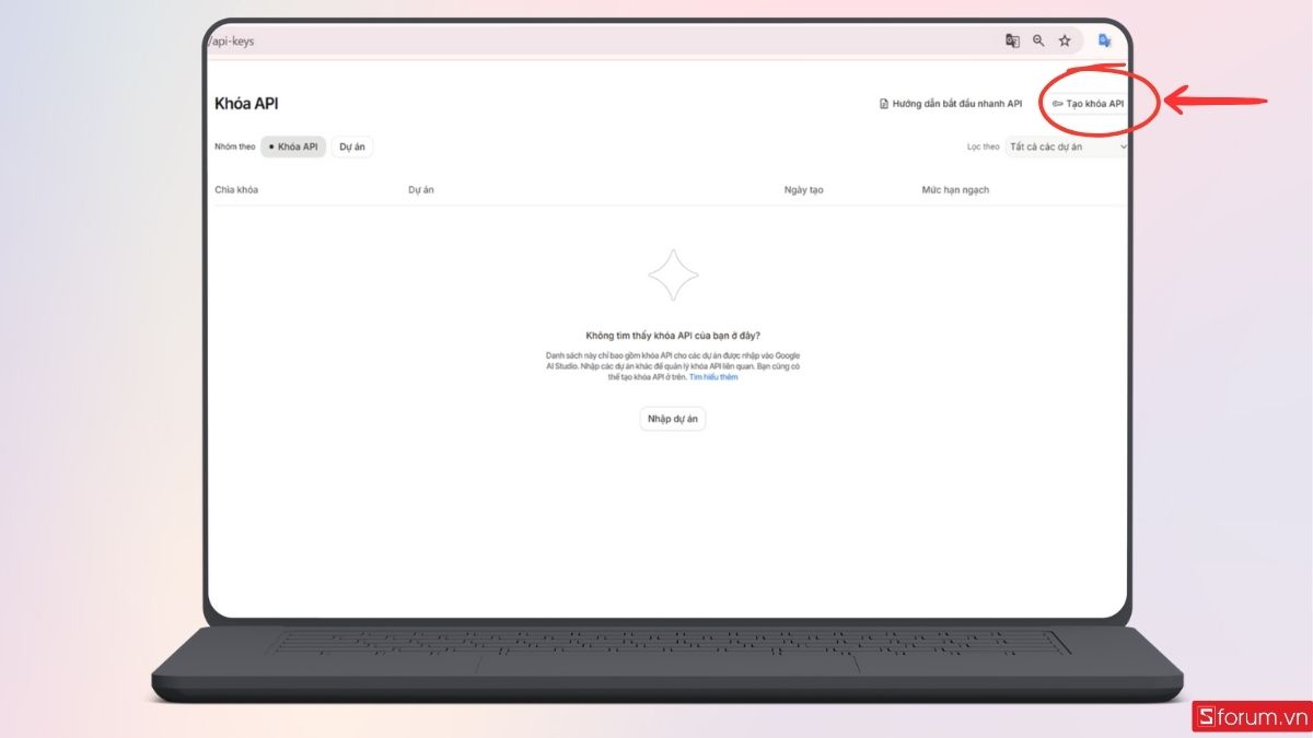 Tạo khóa API mới