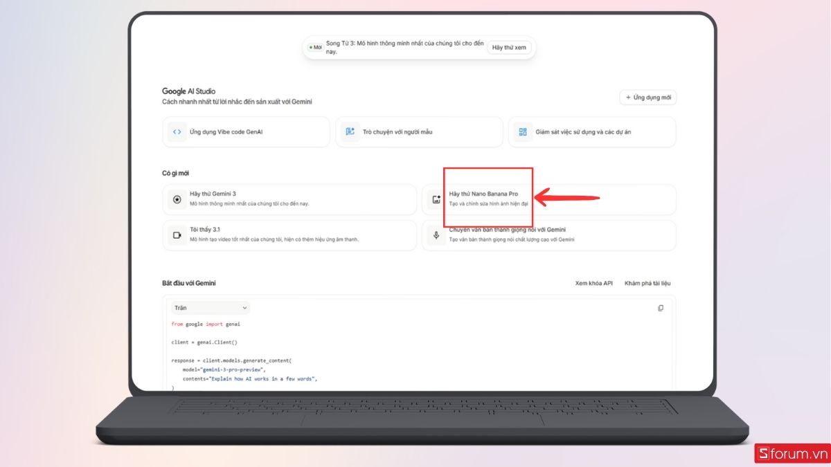 Nhấn chọn Hãy thử với Nano Banana Pro