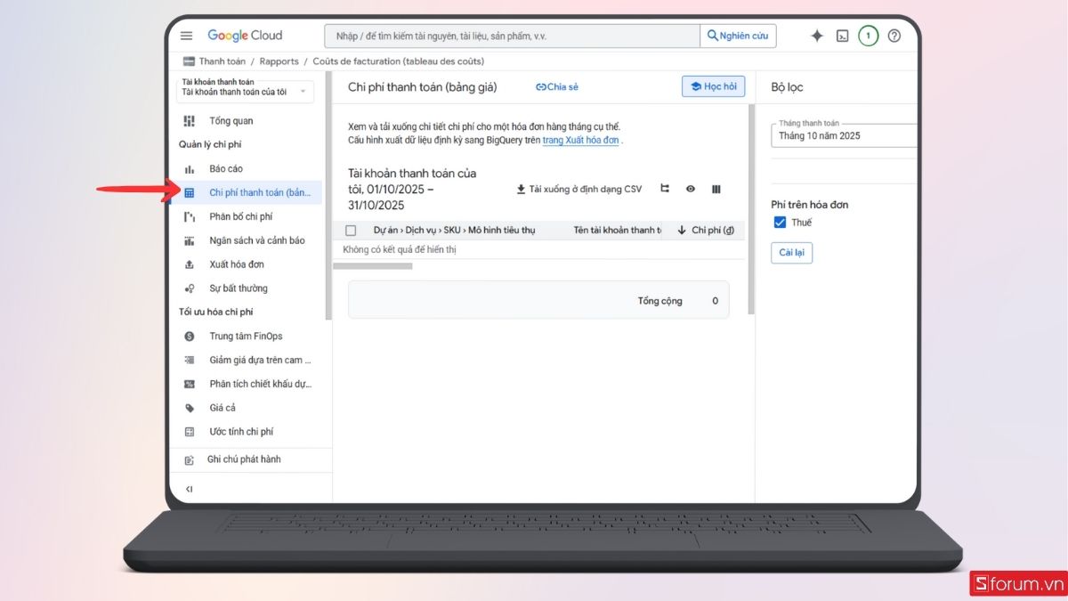 Xem từng giao dịch của bạn trong chi phí thanh toán