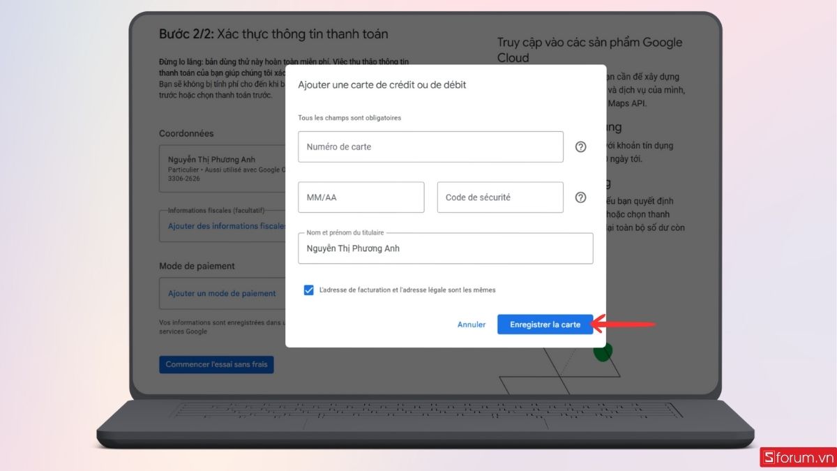 Nhập thông tin thẻ thanh toán