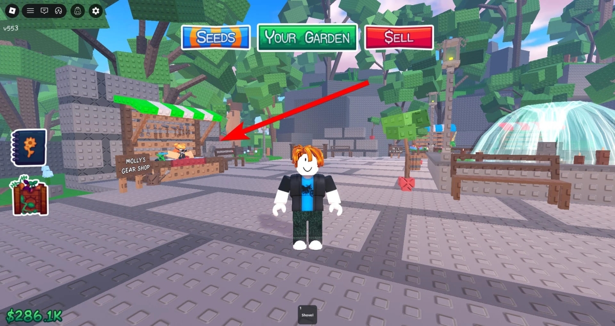 Vị trí của Molly's Gear Shop trong Garden Horizons