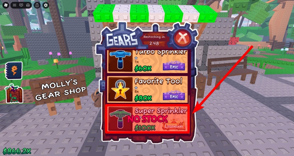 Điều kiện mua Super Sprinkler có mặt trong Gear Shop