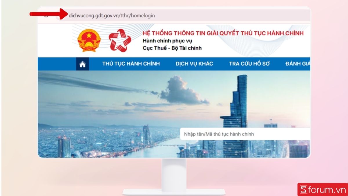 Truy cập Cổng Dịch Vụ Công của cơ quan thuế