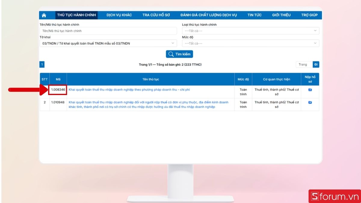 Các hồ sơ liên quan sẽ được hiển thị