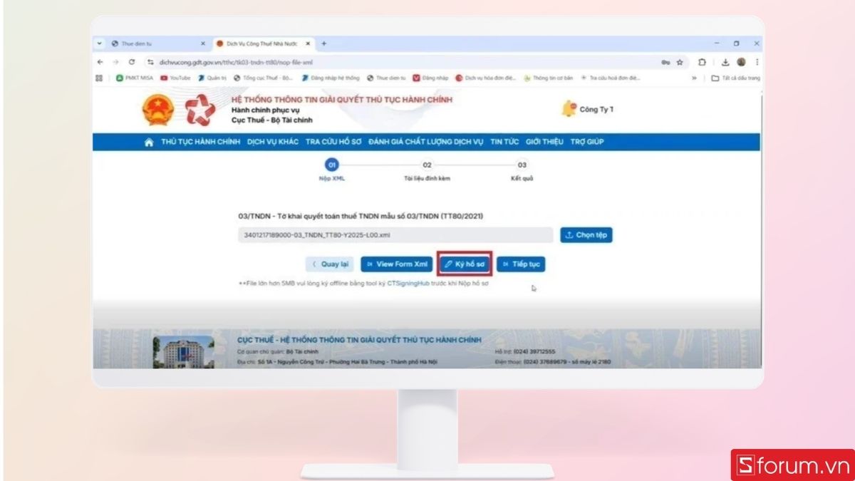 Chọn ngay mục Ký hồ sơ