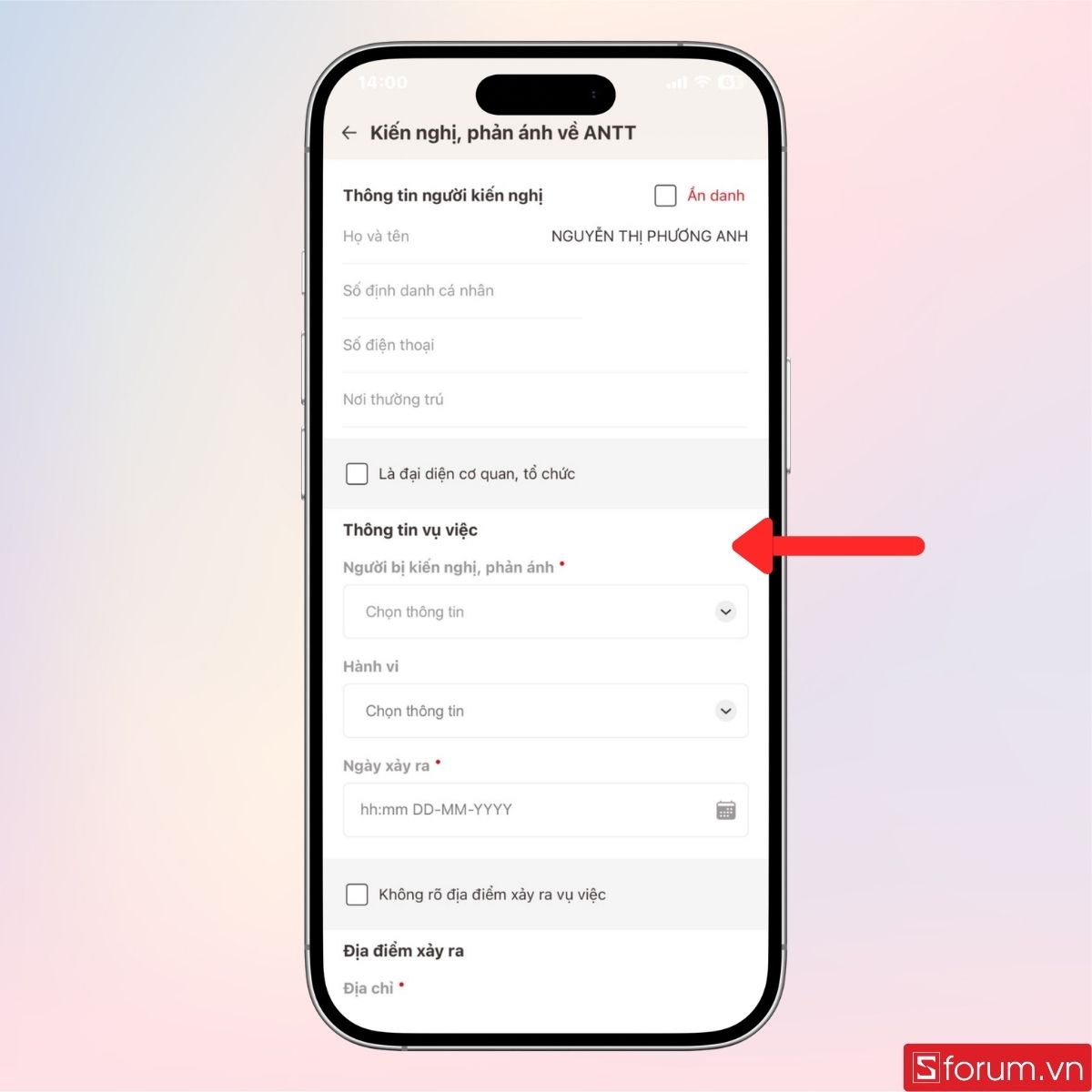 Nhập thông tin người đốt pháp trái phép