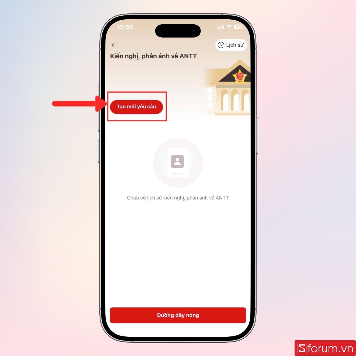Chọn Tạo mới yêu cầu