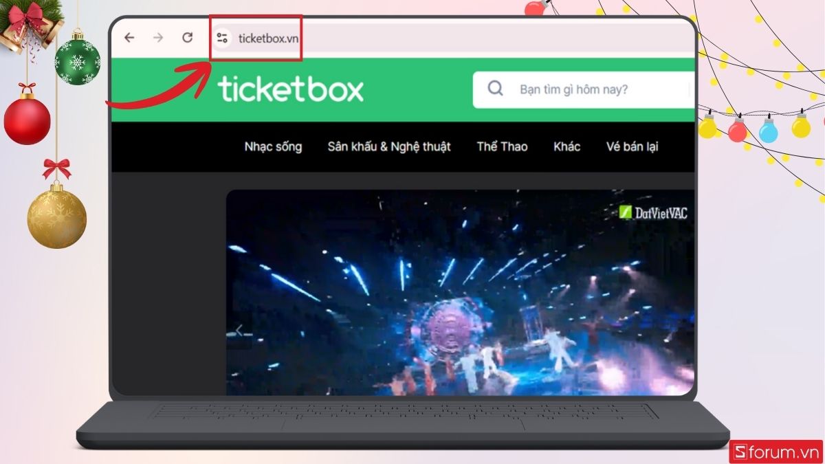 Truy cập trang web Ticketbox 