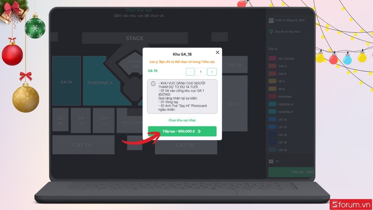 Nhập số lượng vé bạn muốn đặt