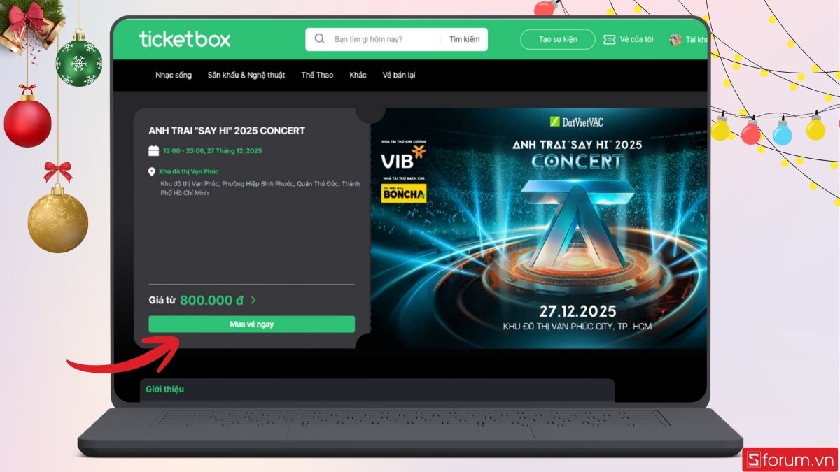 Nhấn chọn Mua vé ngay