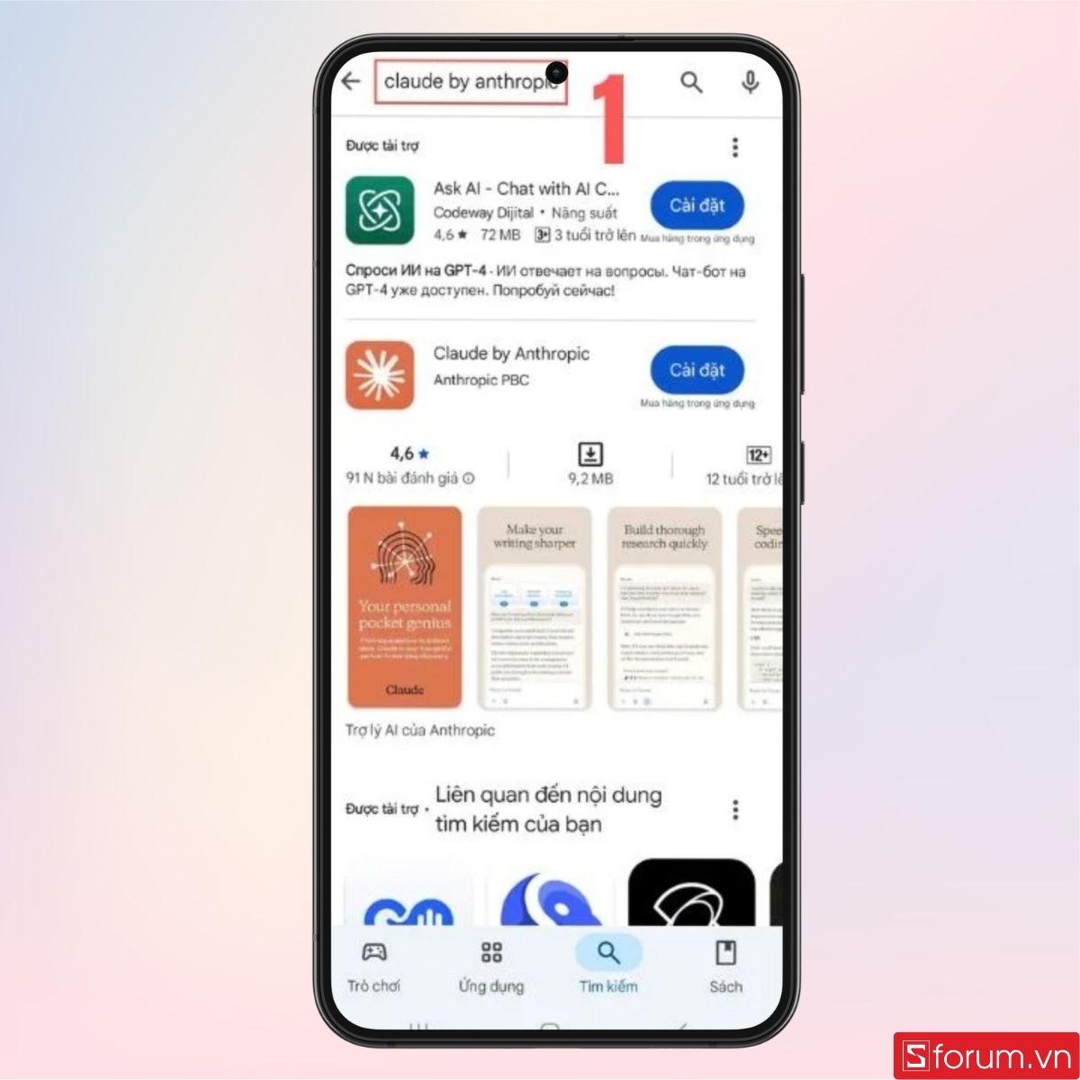 Tìm từ khóa Claude by Anthropic trên CHPlay