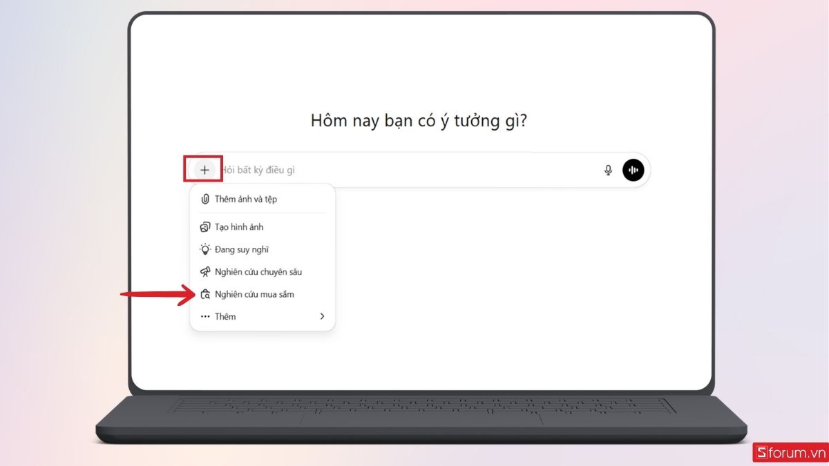 Nhấn ngay vào mục Nghiên cứu mua sắm trên ChatGPT