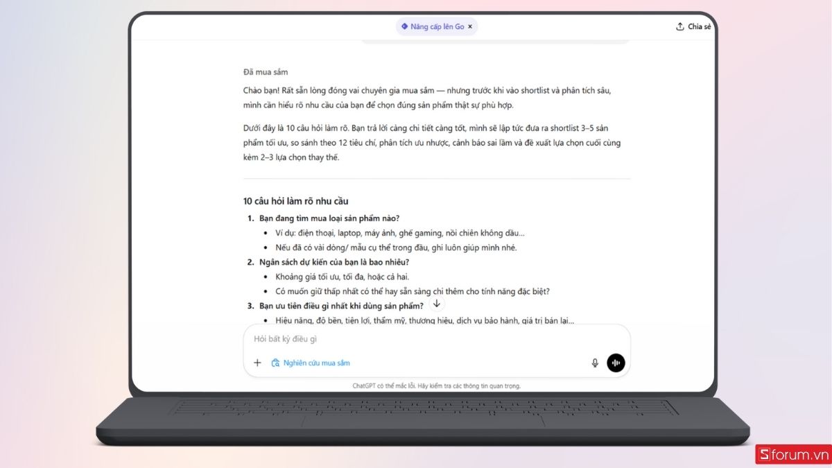 AI yêu cầu bạn trả lời những câu hỏi liên quan
