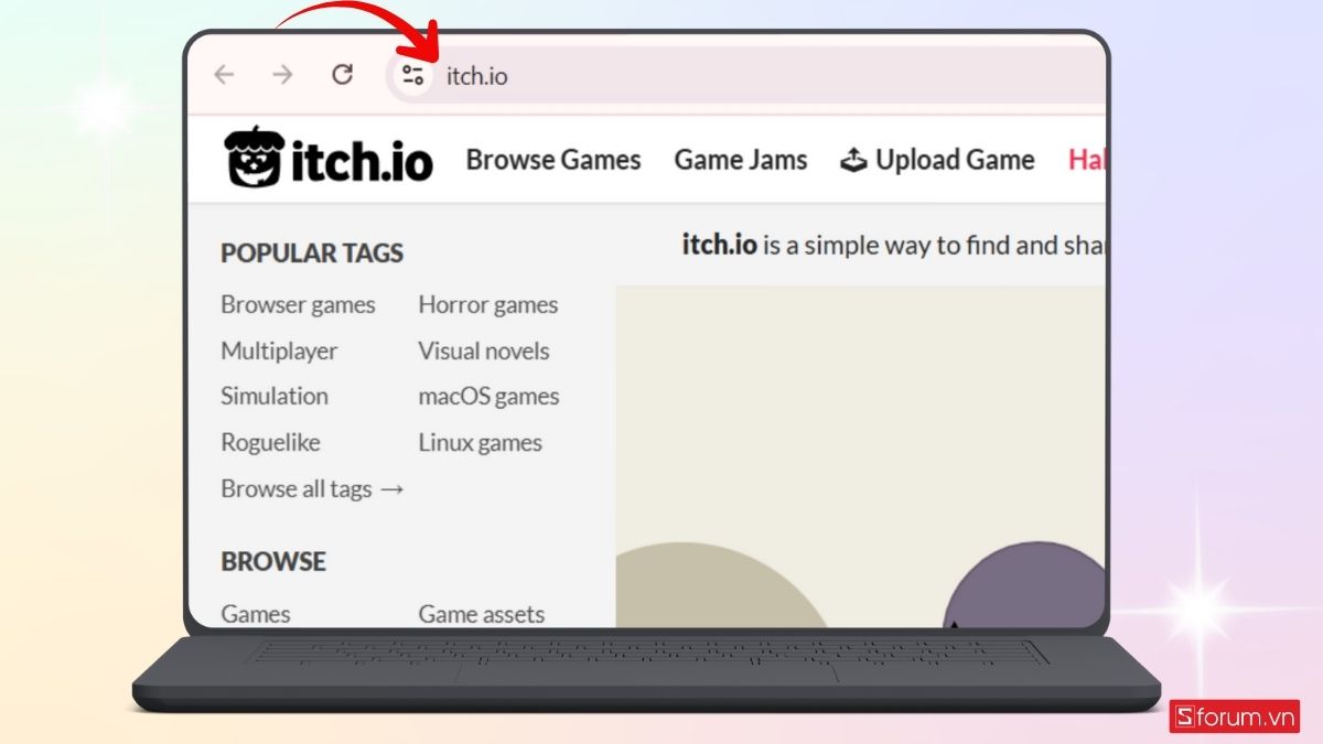 Truy cập vào trang web Itch.io