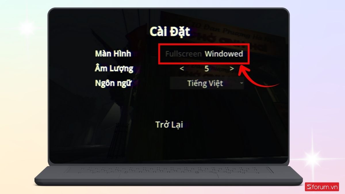 Thiết lập màn hình khi chơi game
