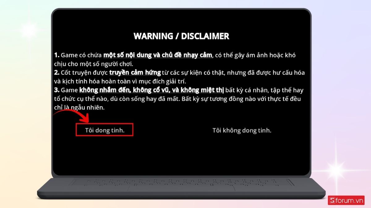 Đồng ý với cảnh báo trong game