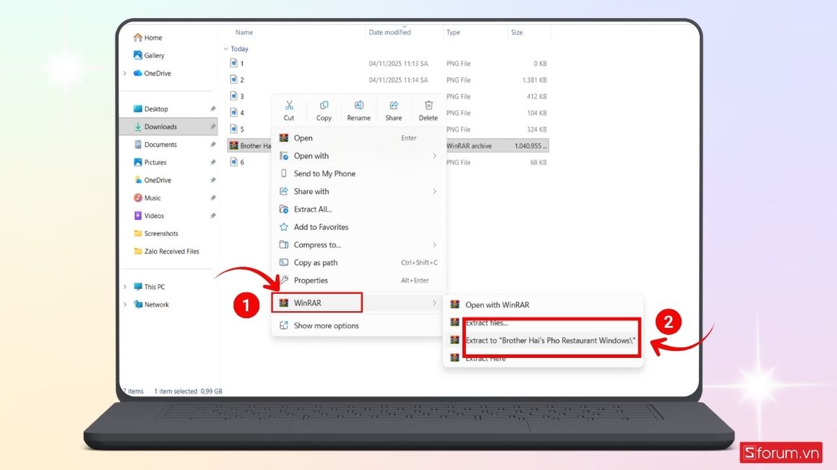 Tiến hành giải nén file game