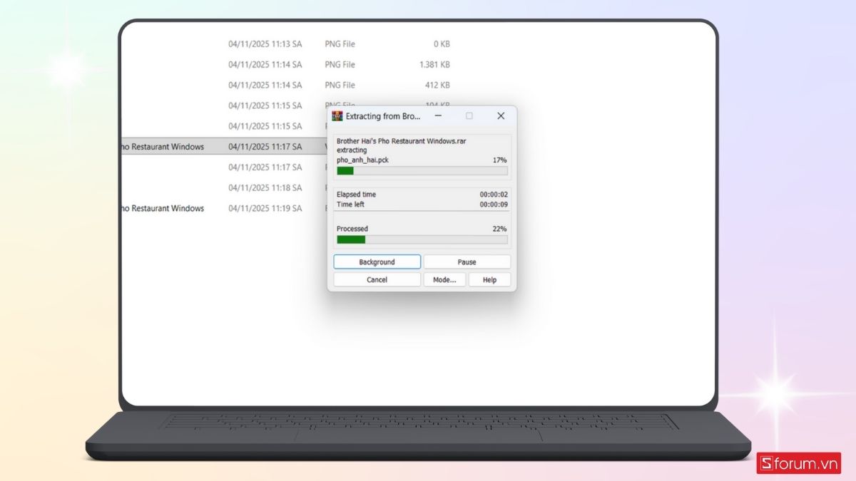 Quá trình giải nén diễn ra