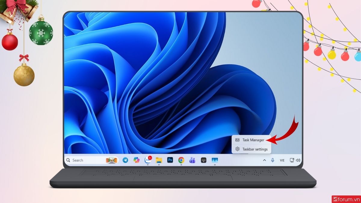 Tiếp tục nhấn chọn Task Manager