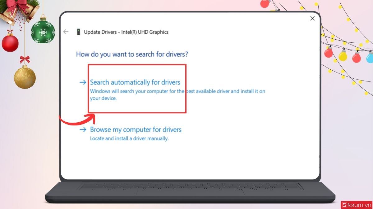 Chọn Search Automatically for Driver