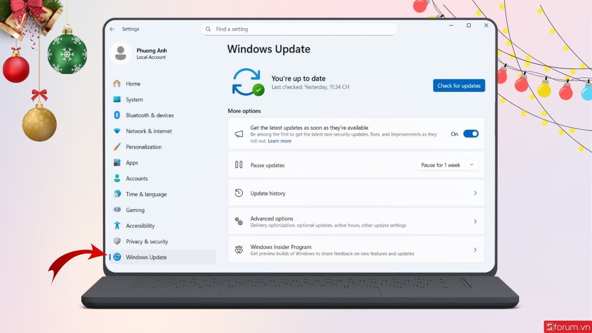Nhấn chọn Windows Update