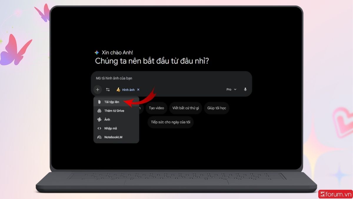Tải một ảnh chân dung rõ mặt của bạn lên Gemini