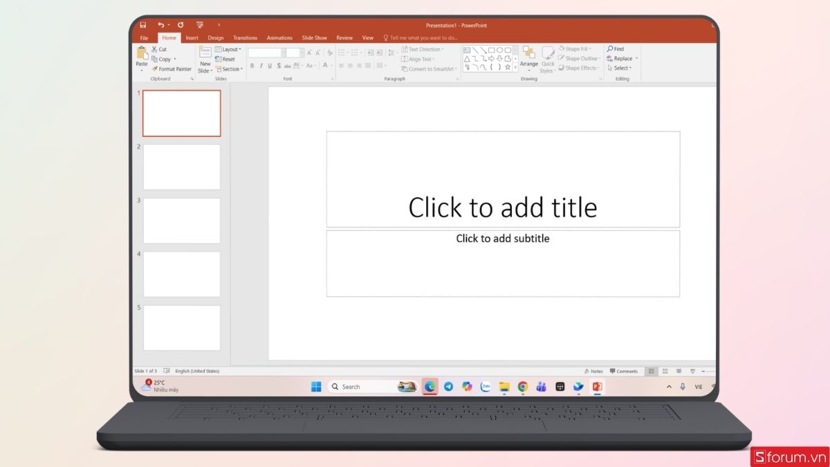 Tạo một file PowerPoint trống và sưu lại