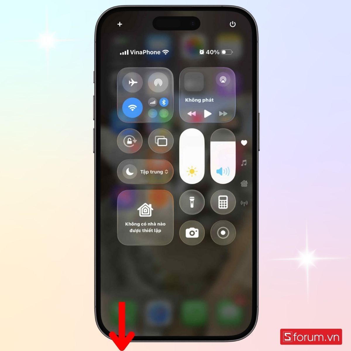 Tắt chế độ bảo vệ mắt trên iPhone trong Trung tâm điều khiển - bước 1
