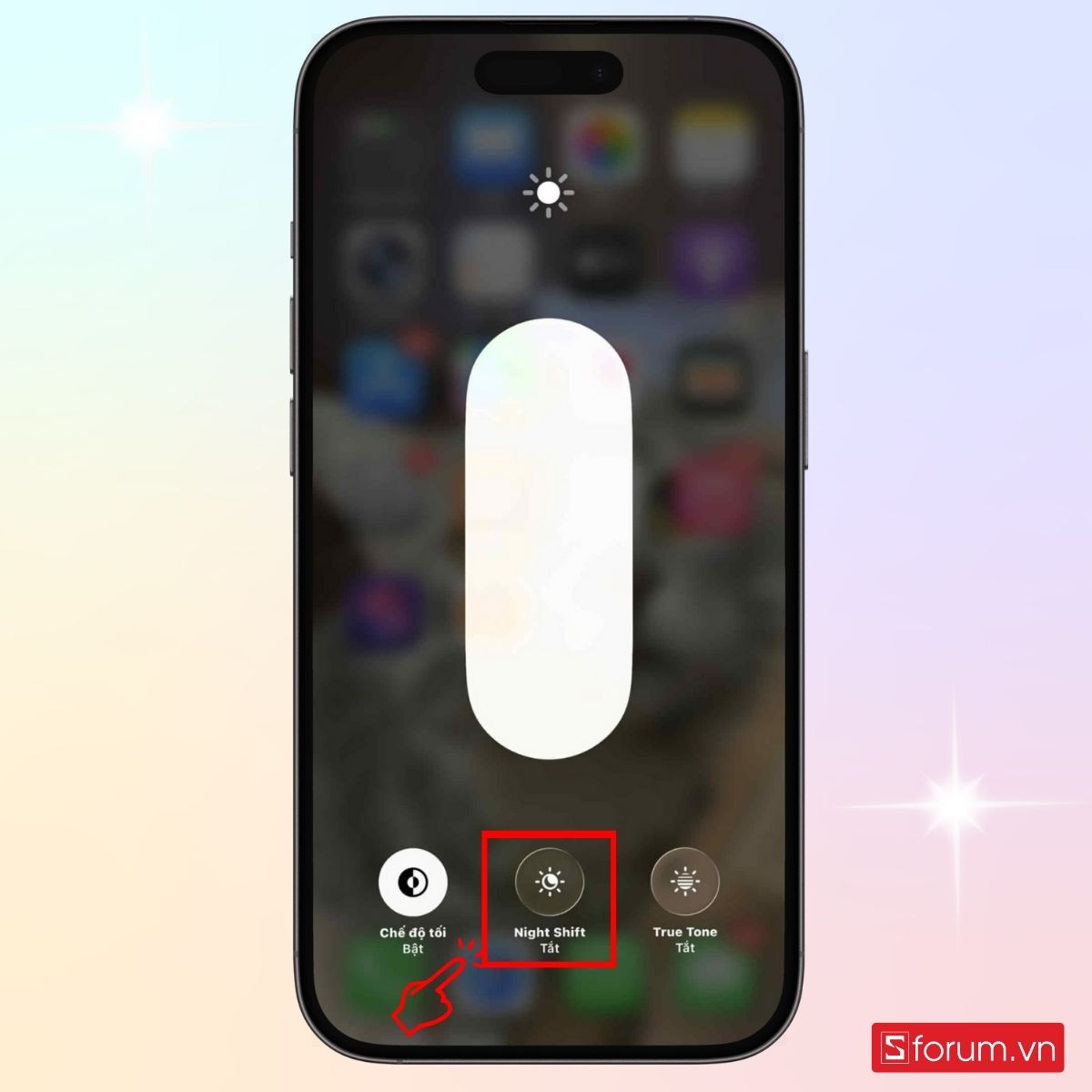 Tắt chế độ bảo vệ mắt trên iPhone trong Trung tâm điều khiển - bước 3