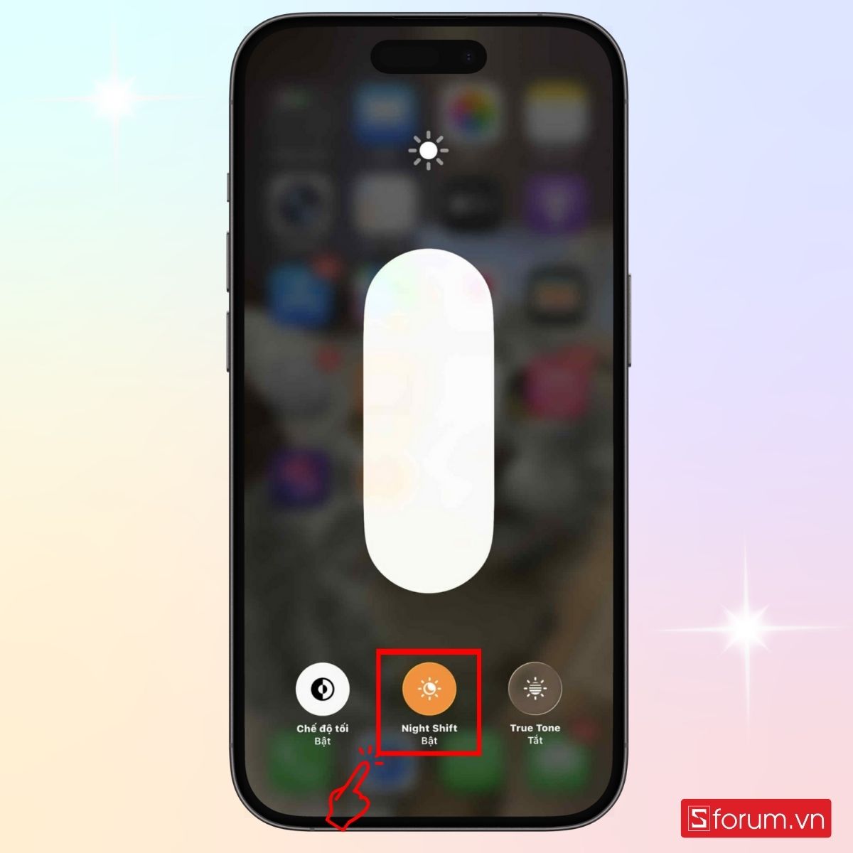 Bật chế độ bảo vệ mắt trên iPhone trong Trung tâm điều khiển- bước 3