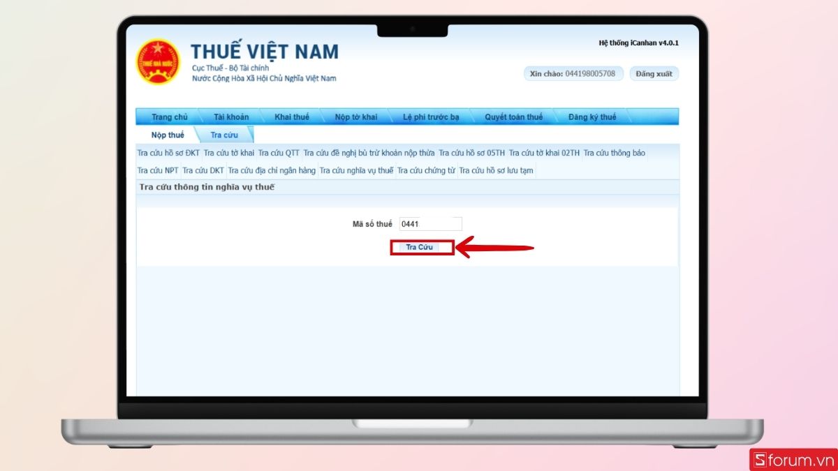Nhập mã số thuế để bắt đầu tra cứu