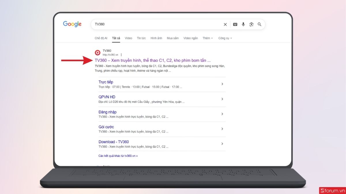 Truy cập trang web TV360 trên máy tính