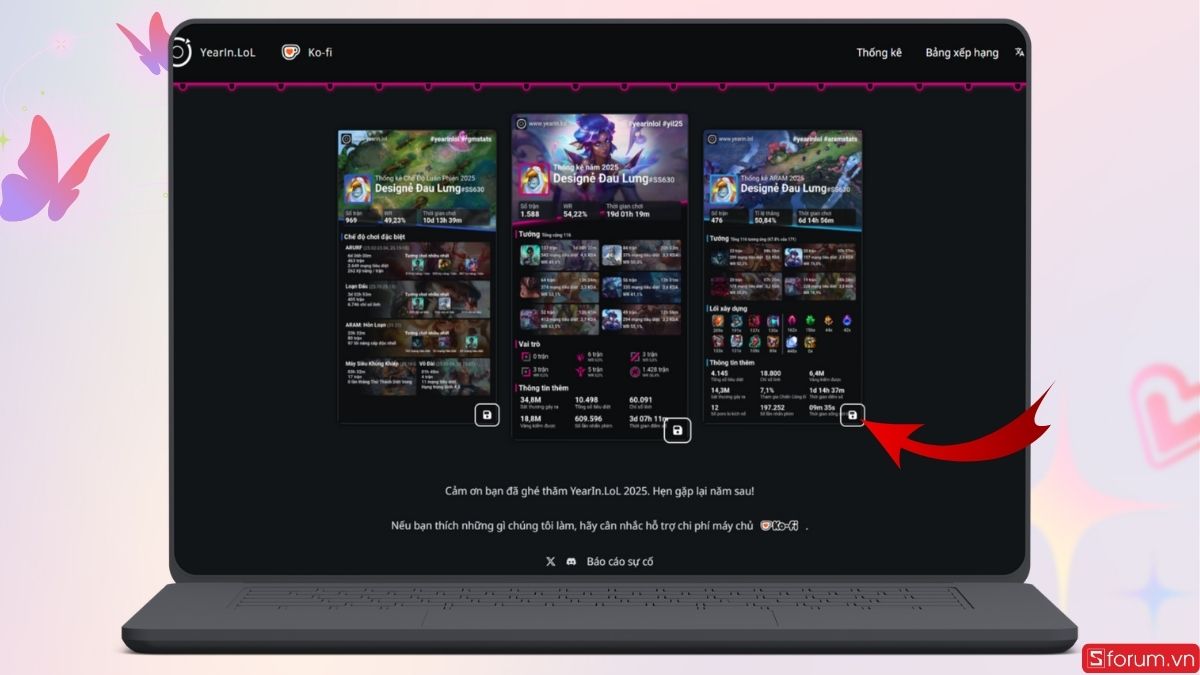 Lướt xuống dưới cùng và lưu ảnh recap LMHT