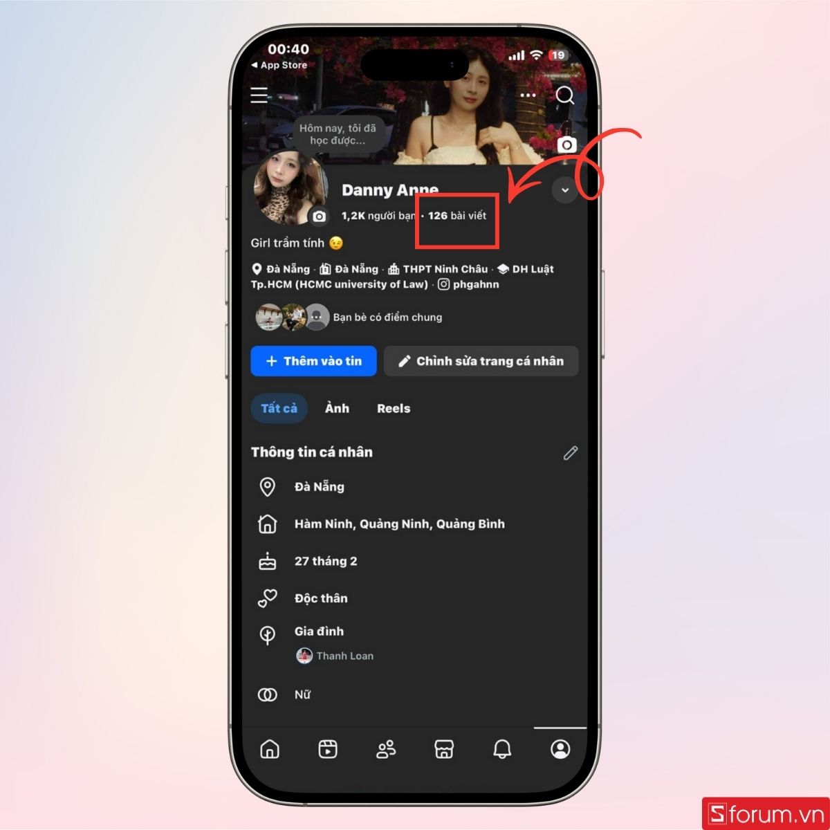 Xem số bài viết đã đăng trên tài khoản cá nhân