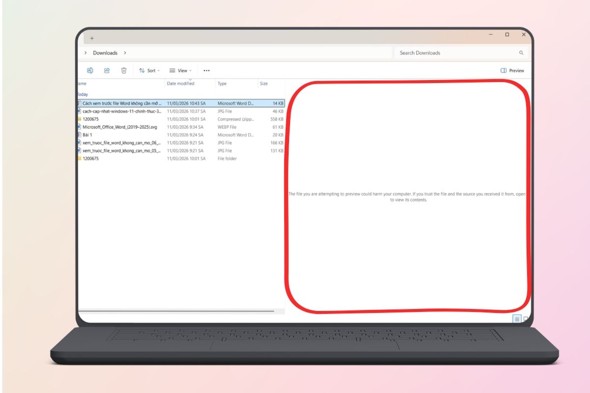 Cách khắc phục lỗi This file can't be previewed