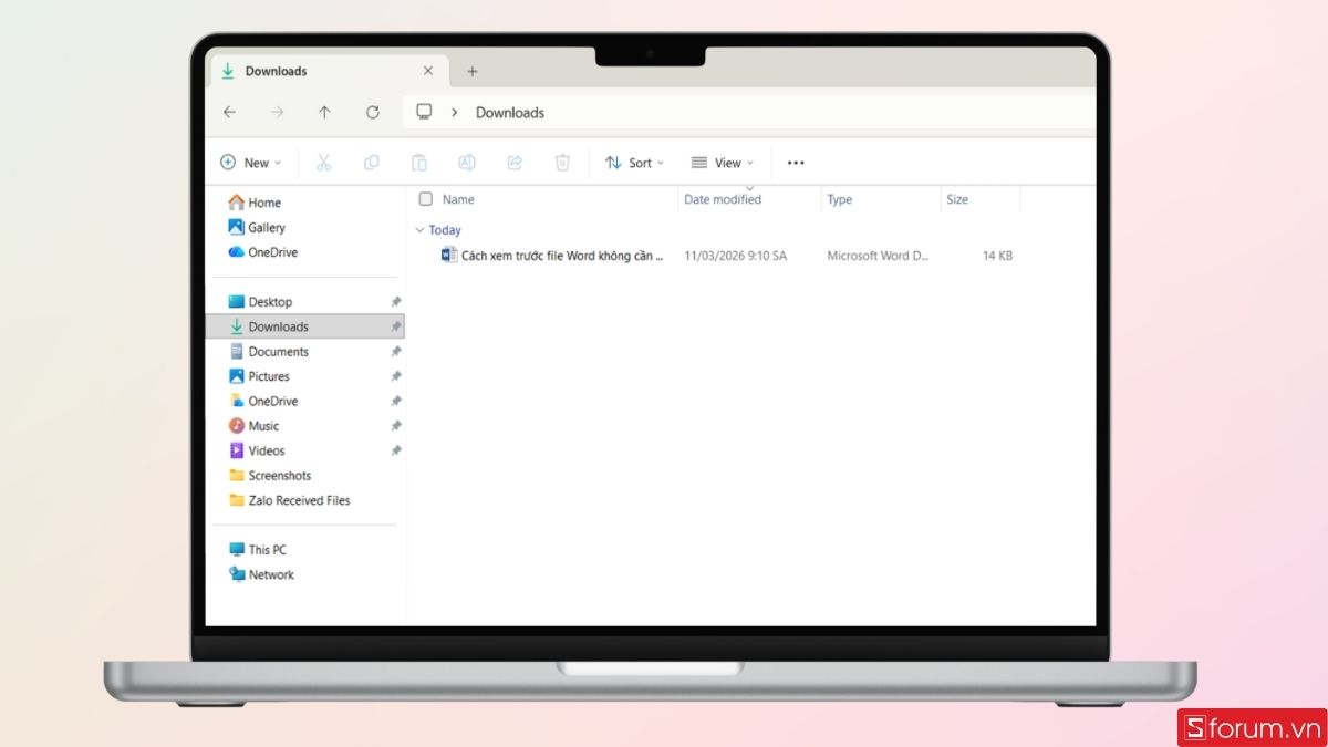 Truy cập vào thư mục chứa file doc cần mở xem trước