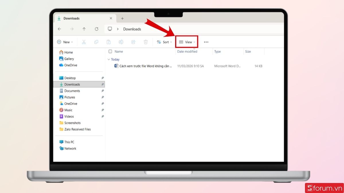 Nhấn ngay vào mục View trên thanh công cụ