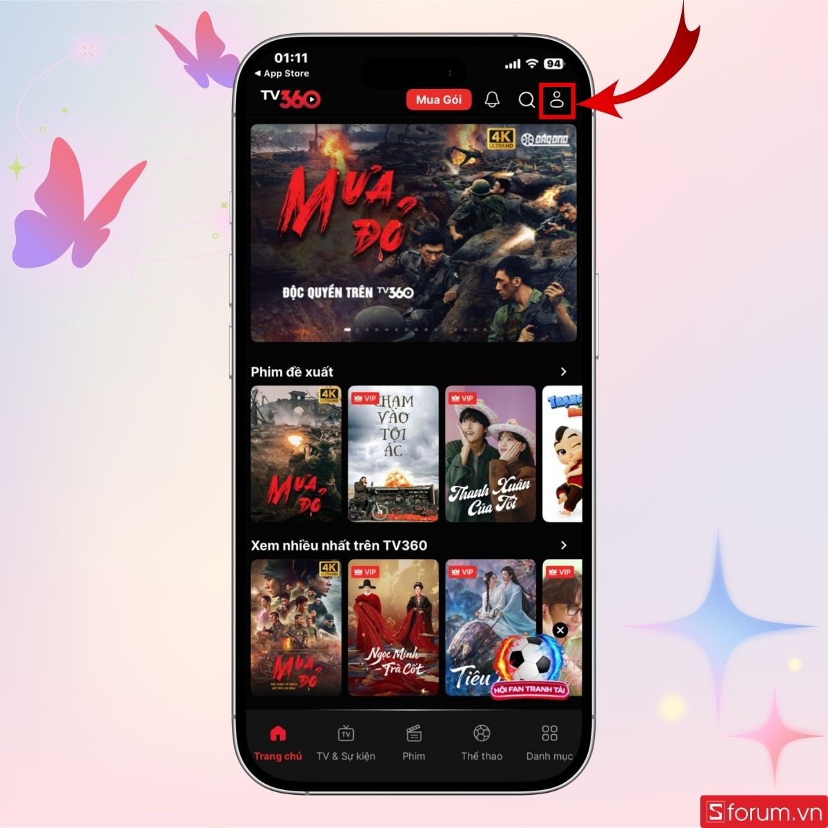 Nhấn vào biểu tượng như hình để đăng nhập