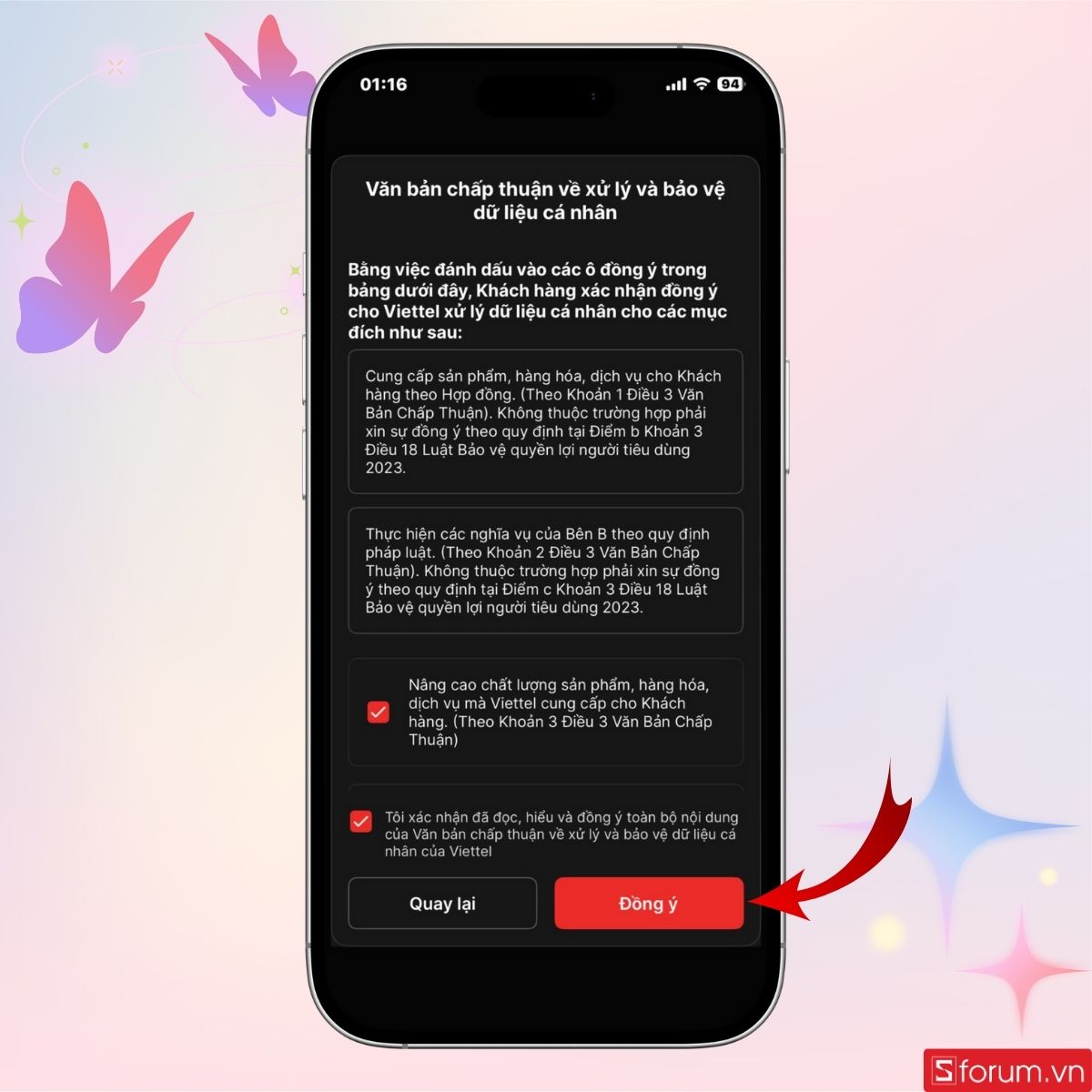 Đồng ý điều khoản liên quan