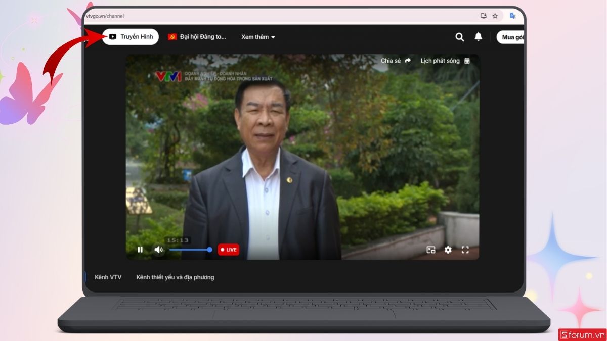 Nhấn vào mục Truyền Hình