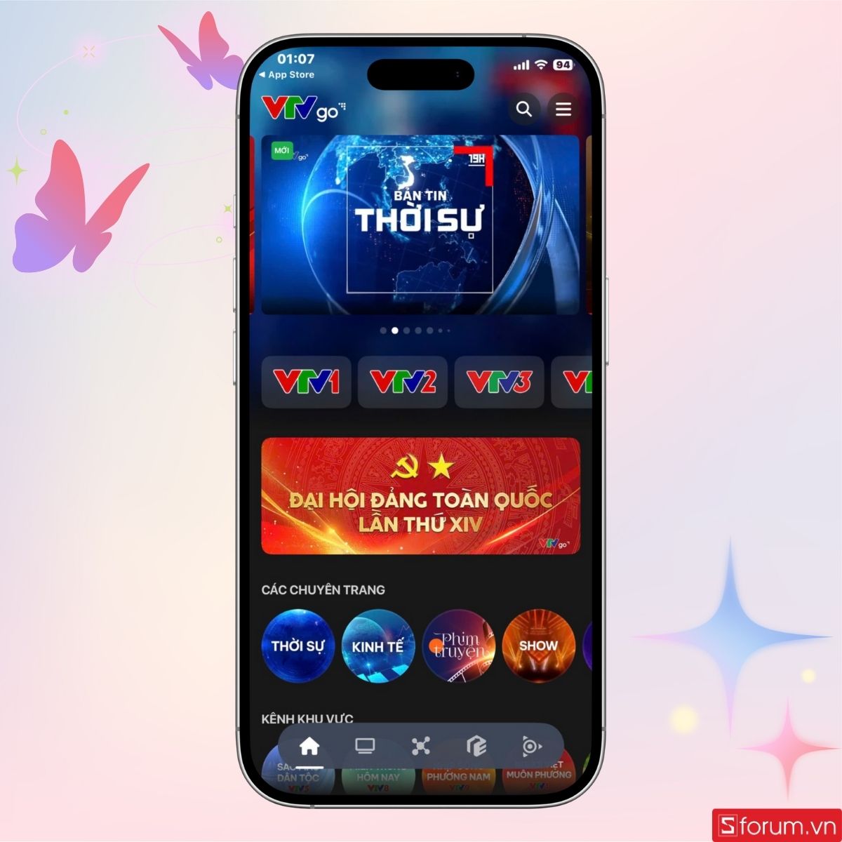 Giao diện ứng dụng VTV Go 