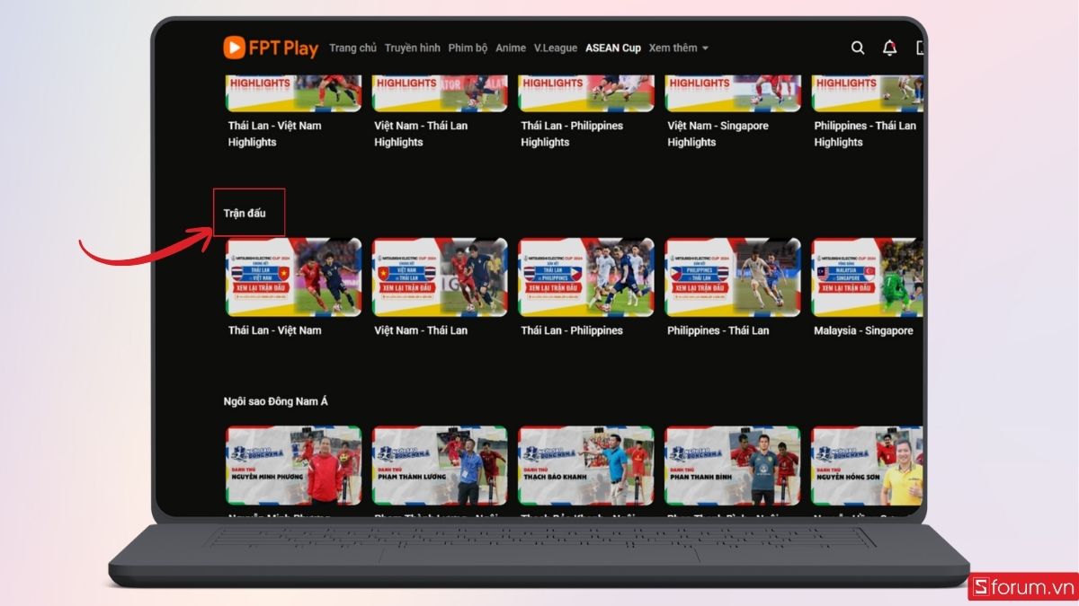 Nhấn vào mục Trận đấu để theo dõi vòng loại ASEAN Cup 2027
