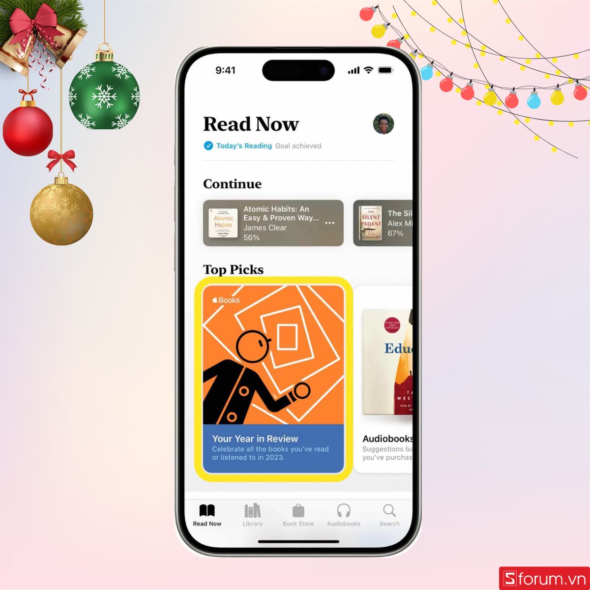 Tìm mục Year in Review trên trang chủ