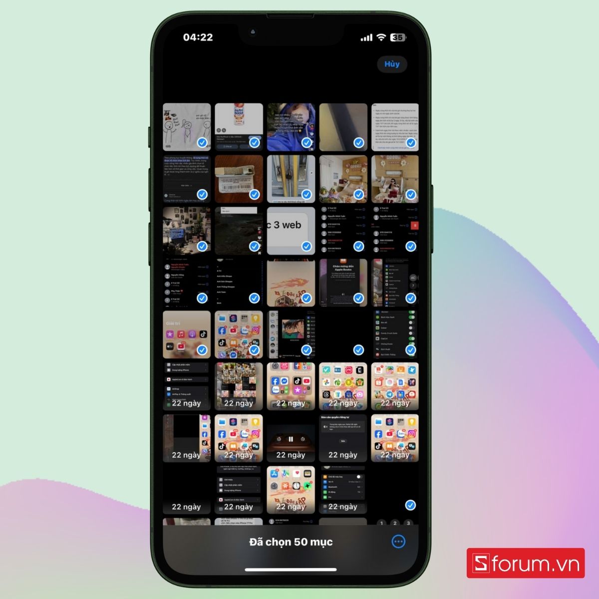 Chọn các ảnh muốn xóa