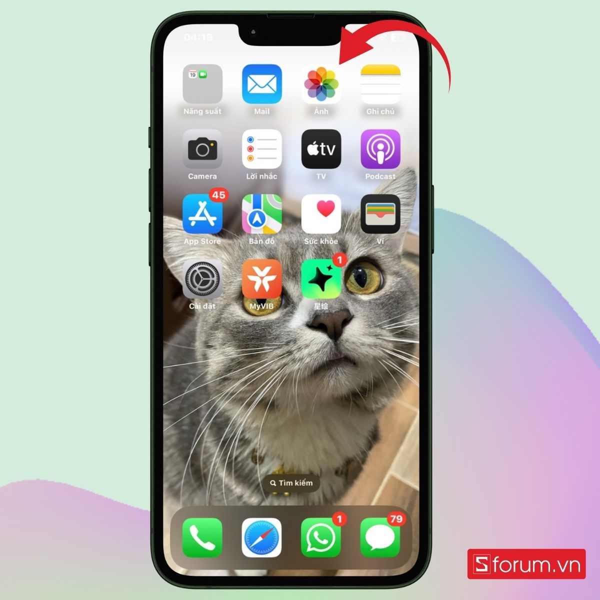 Vào ngay ứng dụng Ảnh trên màn hình chính iPhone