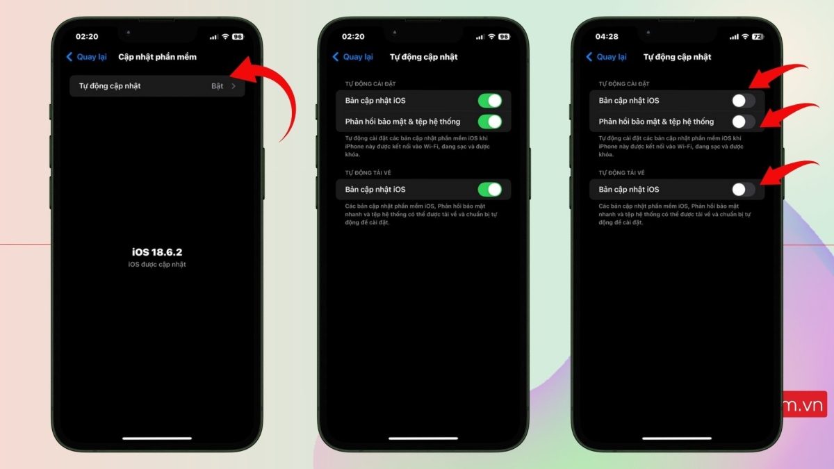 cách xoá bộ nhớ đệm trên iPhone khi tắt tải về bản cập nhật bước 3