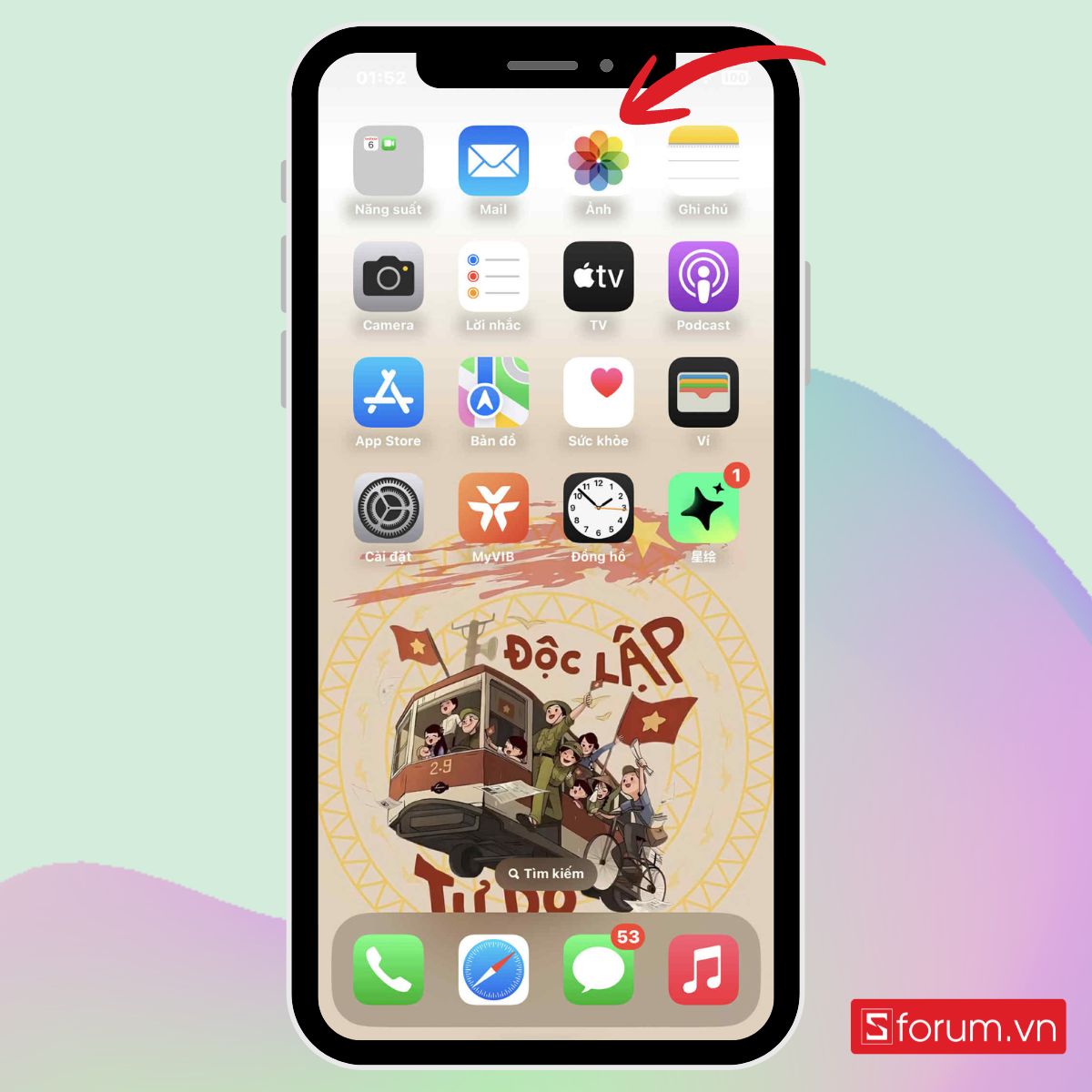 hướng dẫn Cách xoá bộ nhớ đệm trên iPhone khi tối ưu dung lượng ảnh bước 1